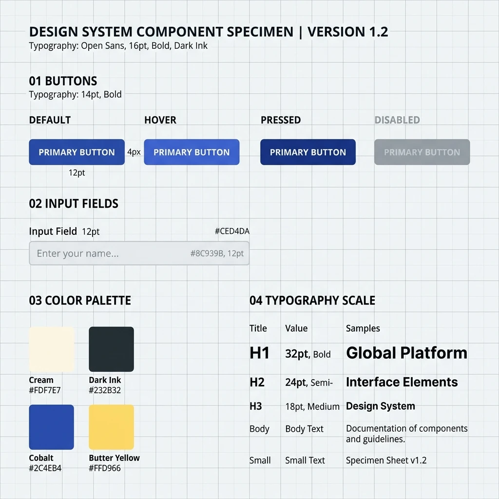 Design system component specimen